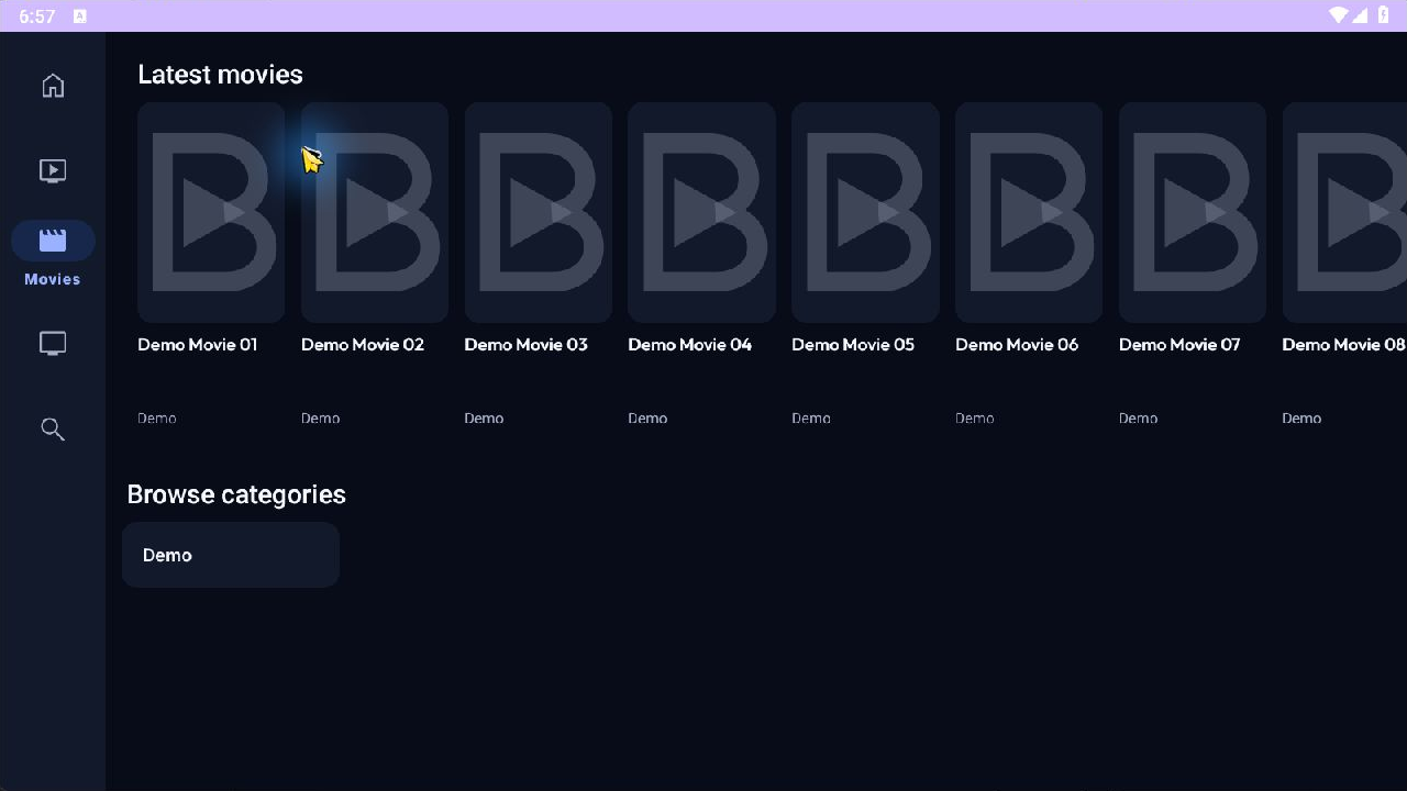 Demo movie library in Binge4K Player